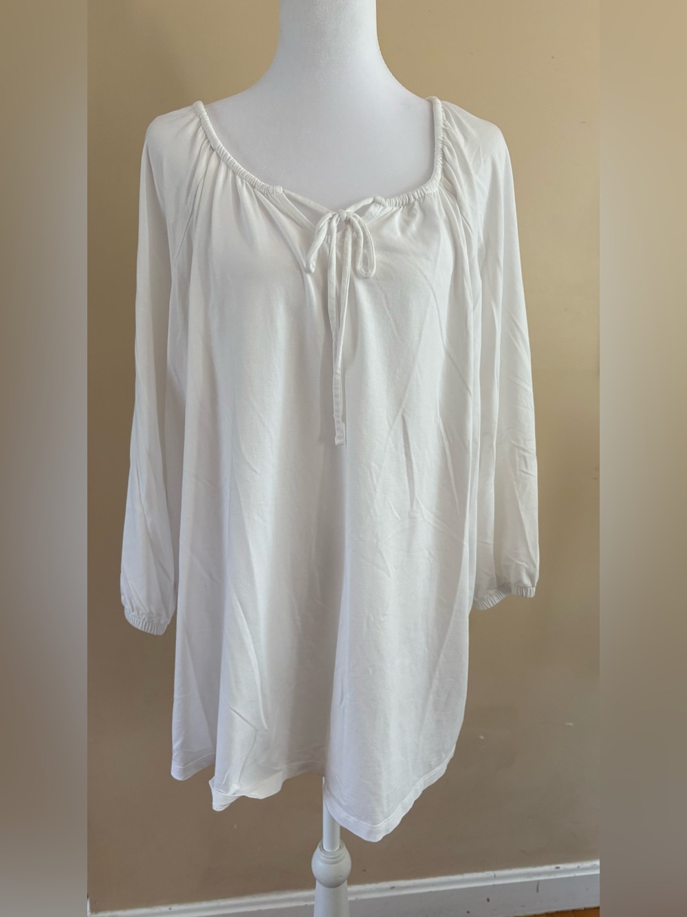 Lands' End White Peasant Tie-Front Tunic